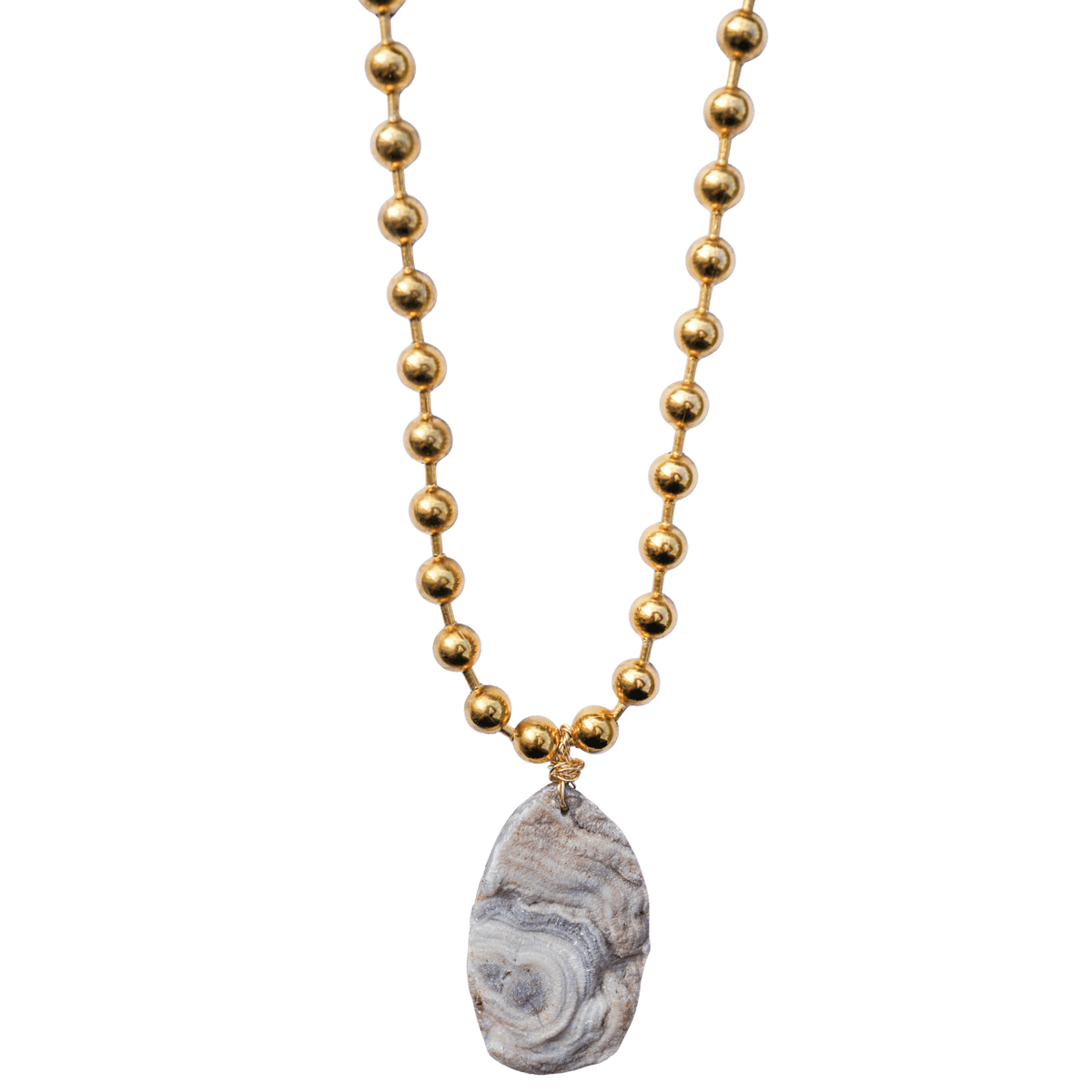 Agate Druzy Ball Chain Necklace