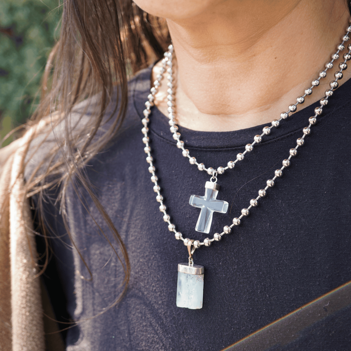 Aquamarine Ball Chain Necklace