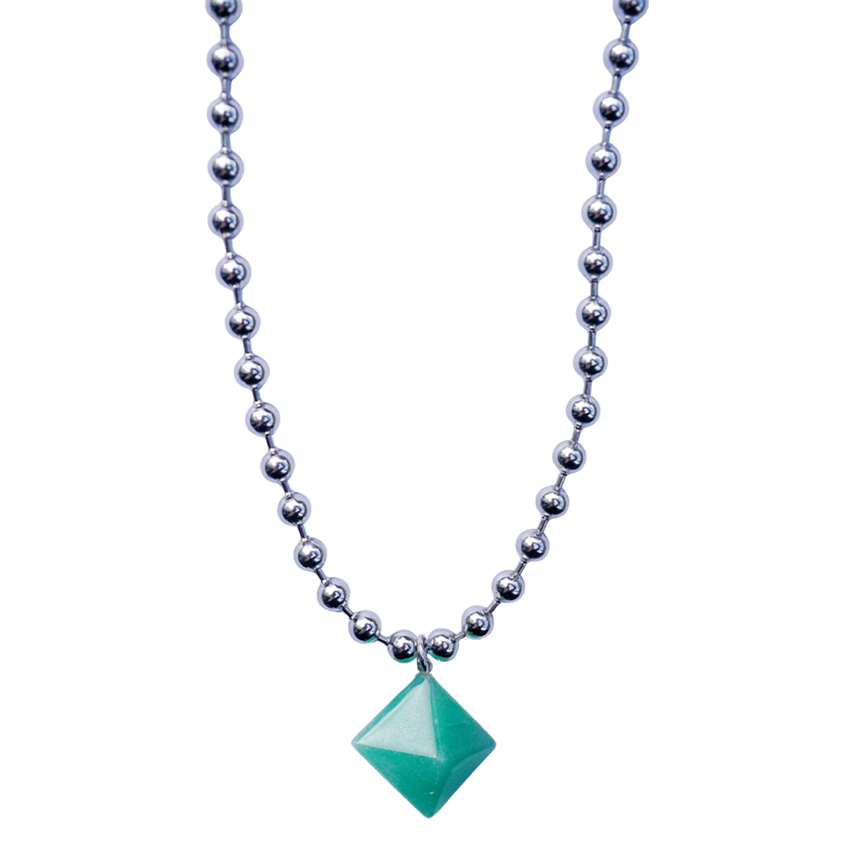 Aventurine Pyramid Ball Chain Necklace