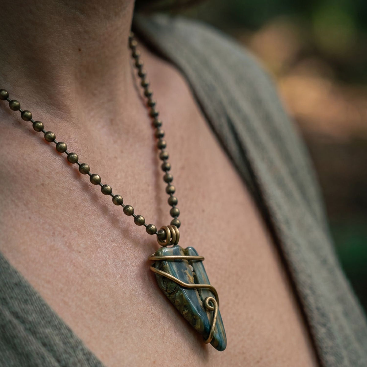 Larsonite Brass Necklace
