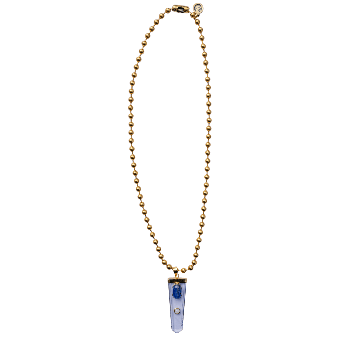 Clear Quartz, Blue Kyanite & Moonstone Ball Chain Necklace