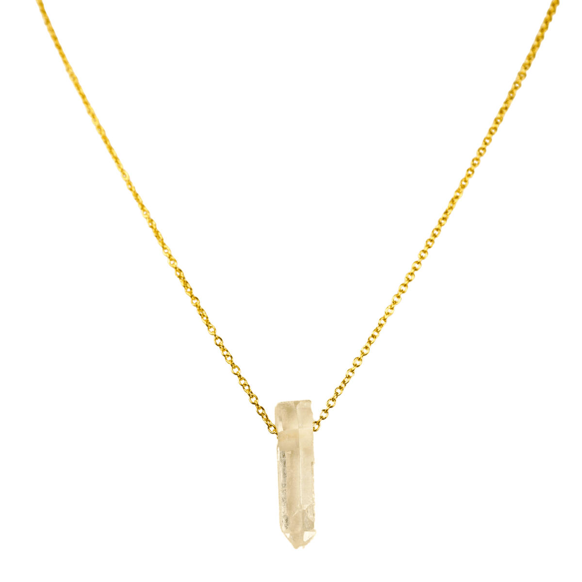 Clear Quartz with Mini Link Gold Chain Necklace