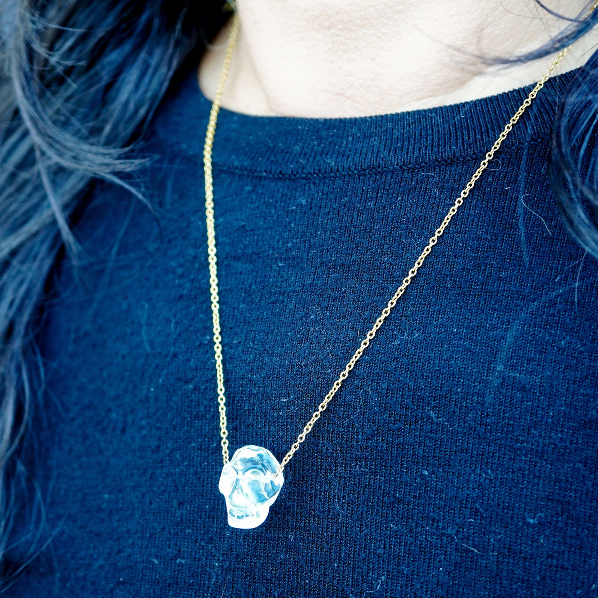 Clear Quartz Skull Necklace