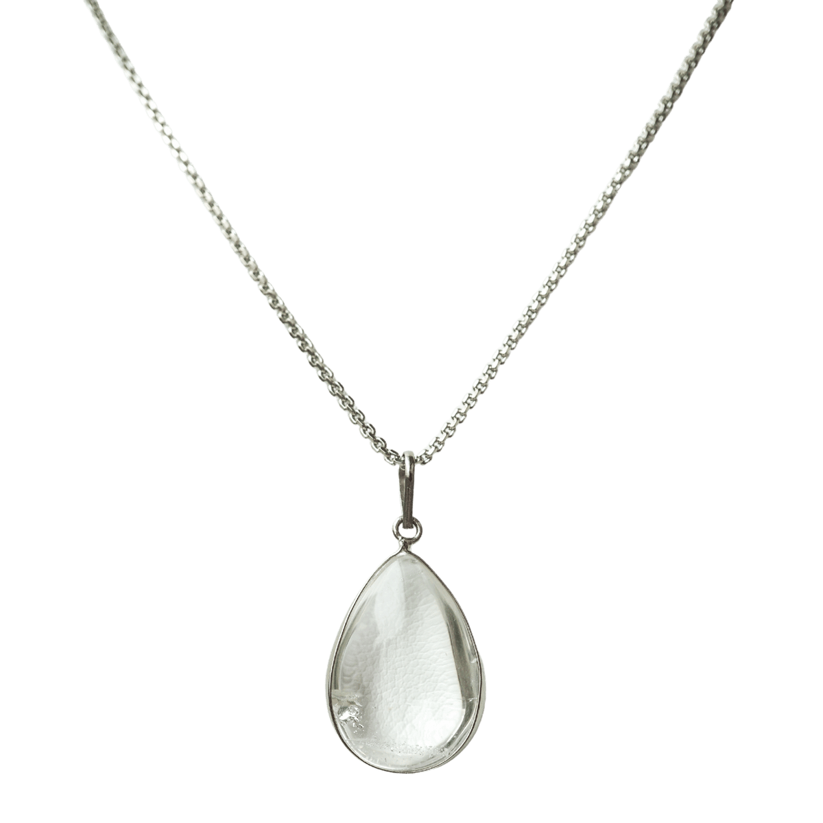 Clear Quartz Teardrop Pendant Necklace