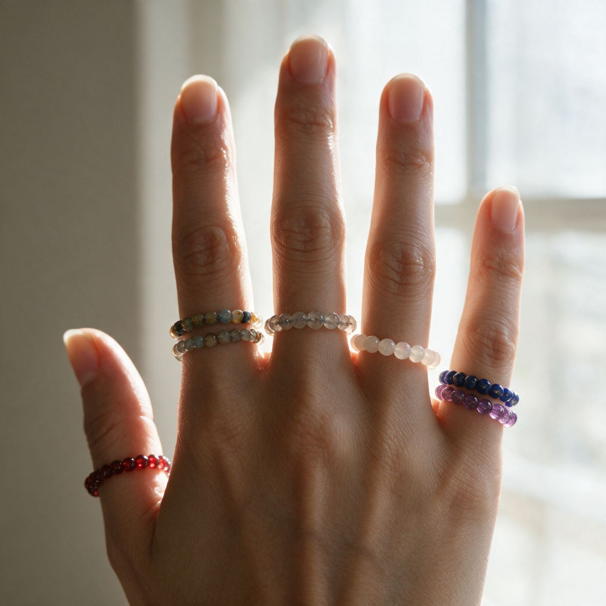 Blue Onyx Crystal Stretch Ring