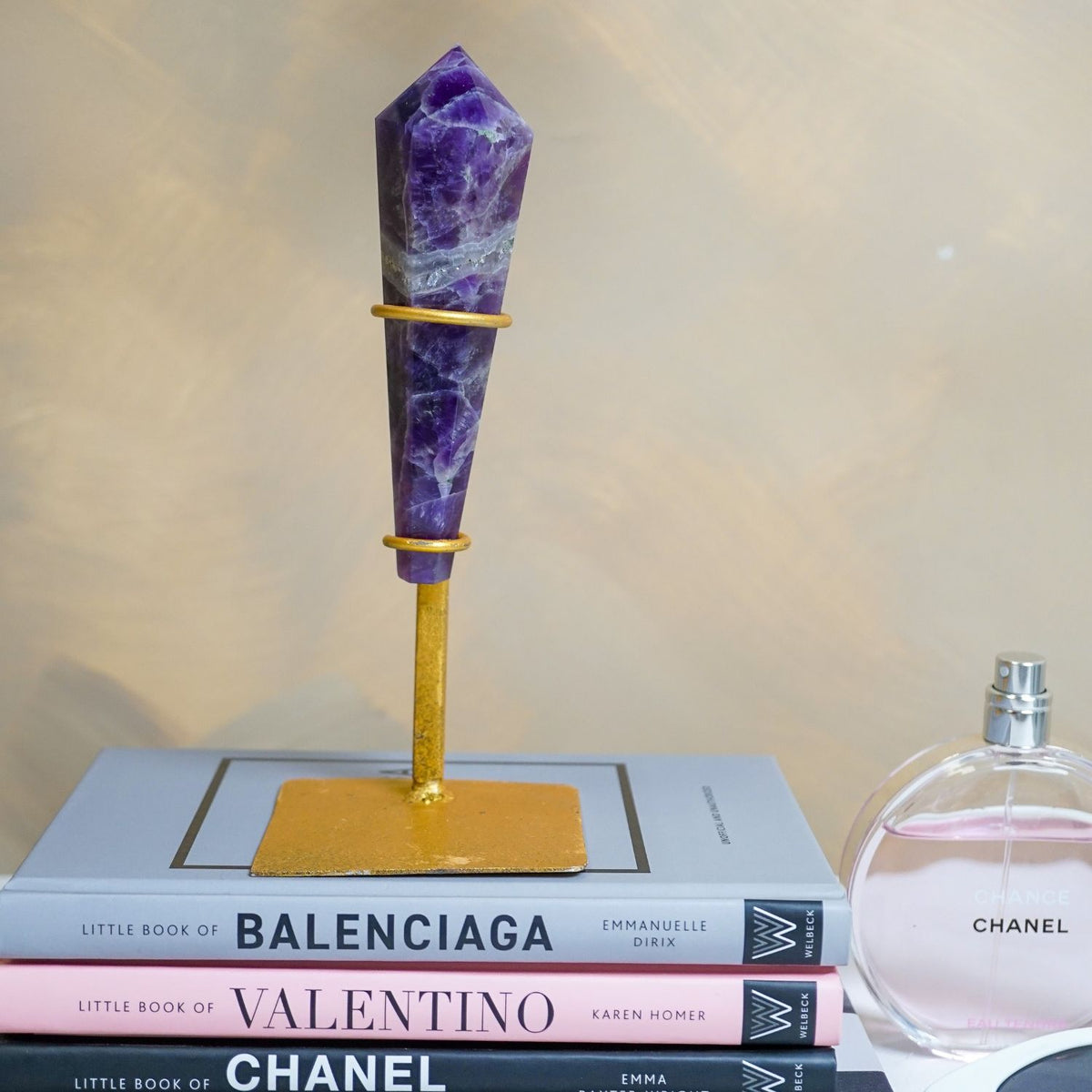 Chevron Amethyst Wand on Stand