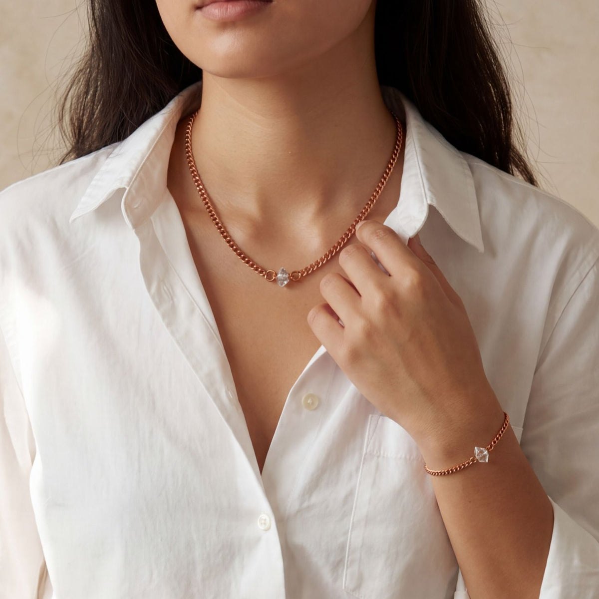 Herkimer Diamond & Copper Bracelet