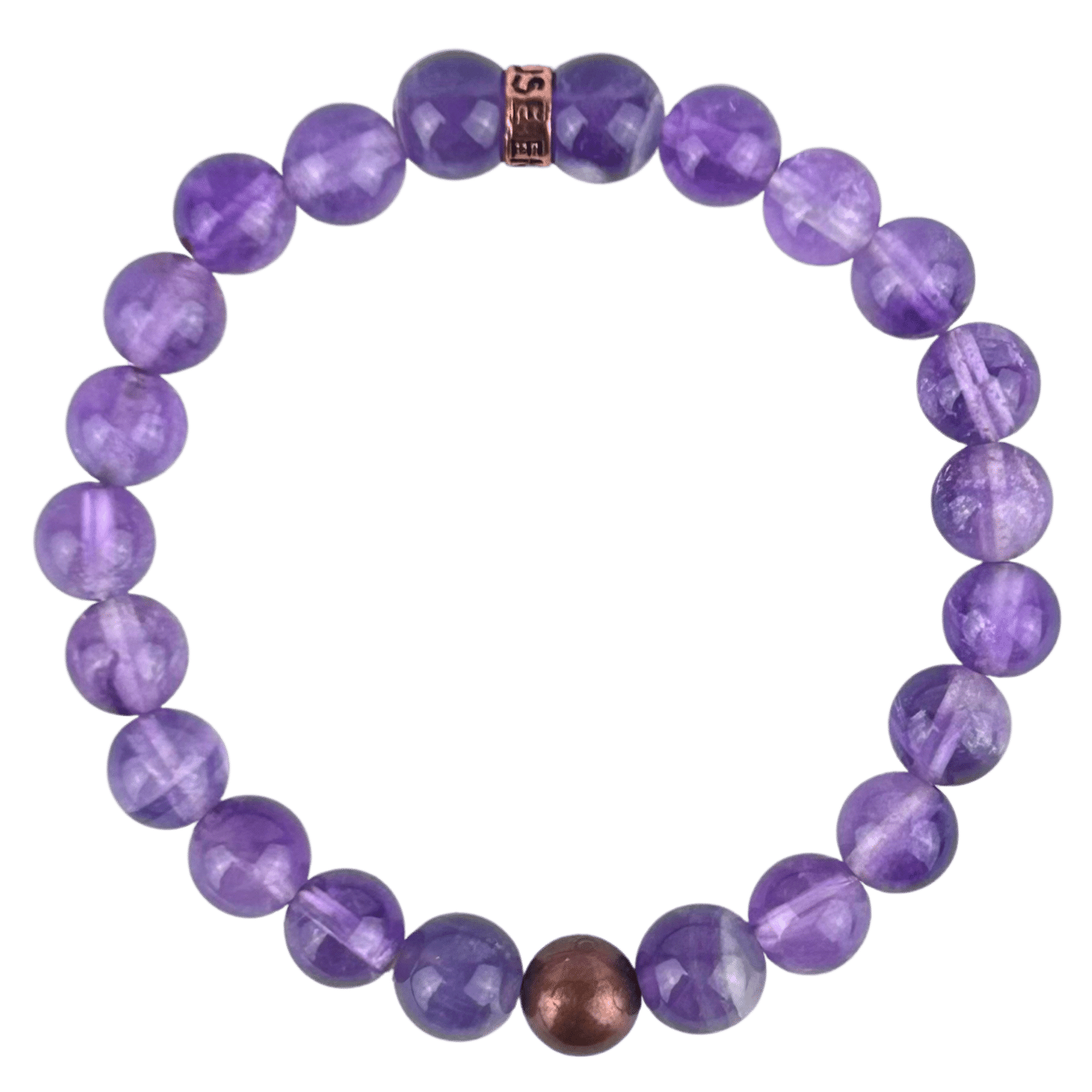 Bracelet En Perles D'améthyste 10mm - Lithothérapie énergie - 19-20cm - Neuf Sans Emballage
