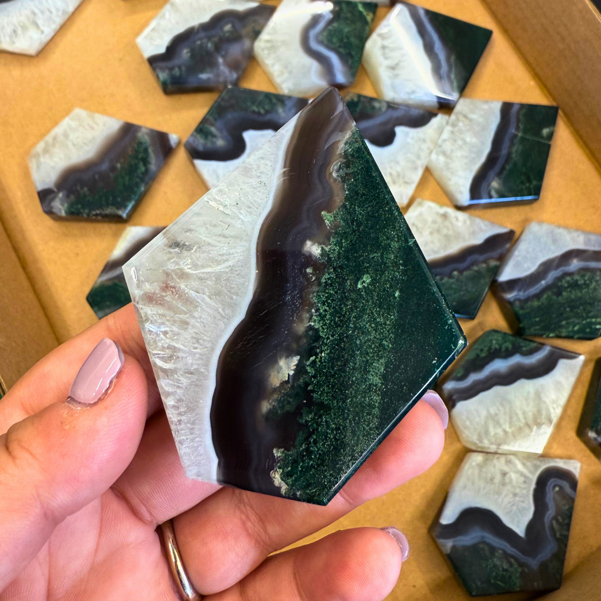 Moss Agate Pentagon