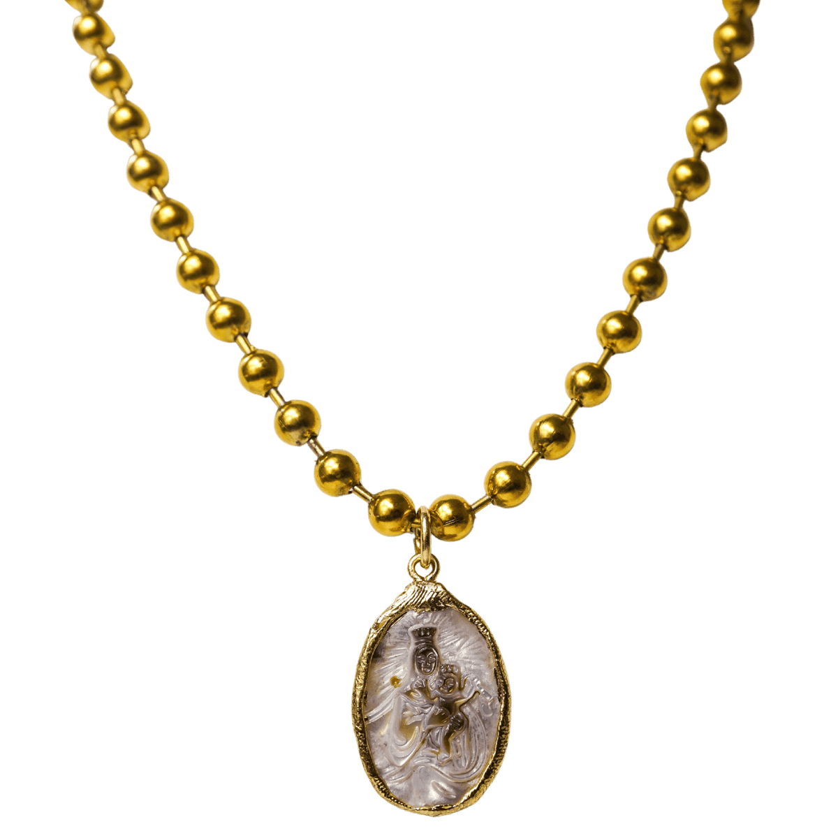 Mother of Pearl Mother Mary One-of-a-kind Necklace