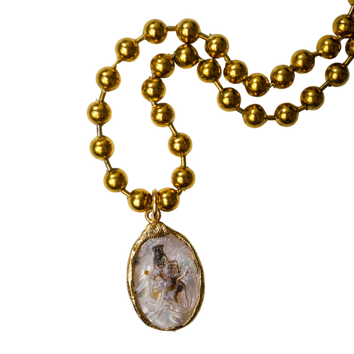 Mother of Pearl Mother Mary One-of-a-kind Necklace