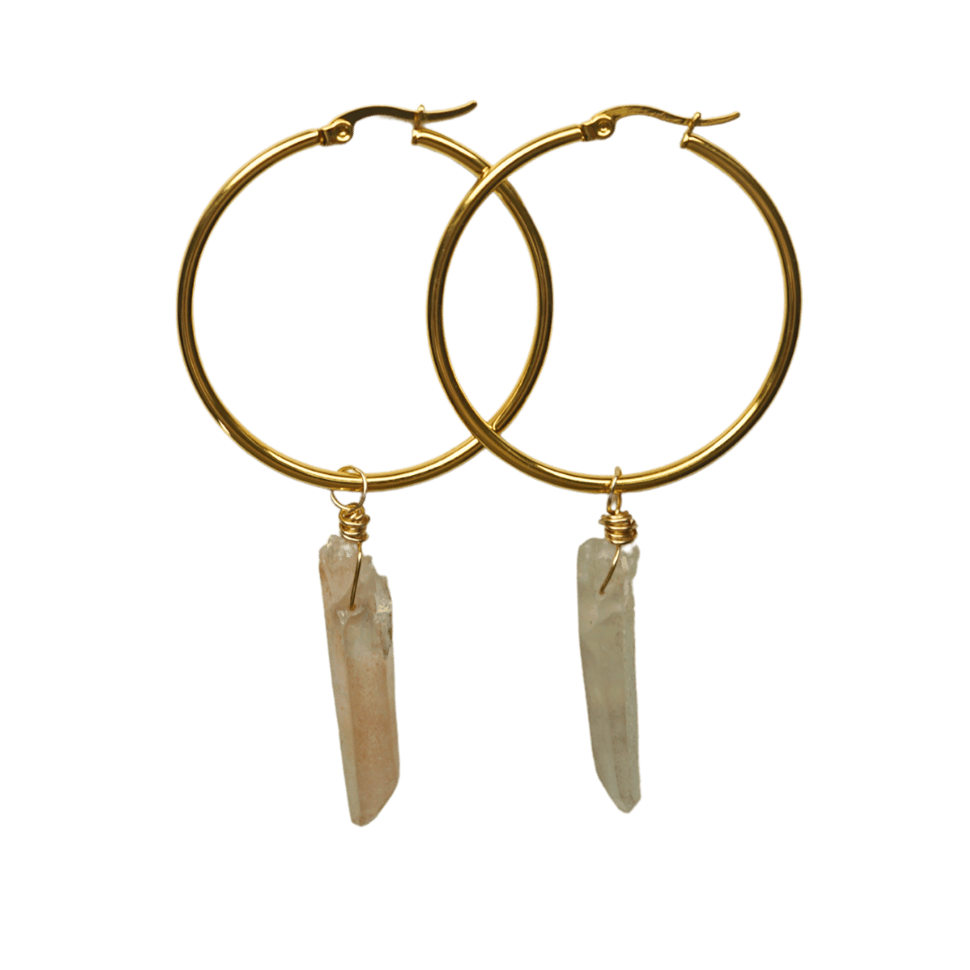 Pink Lemurian Hoop Earrings
