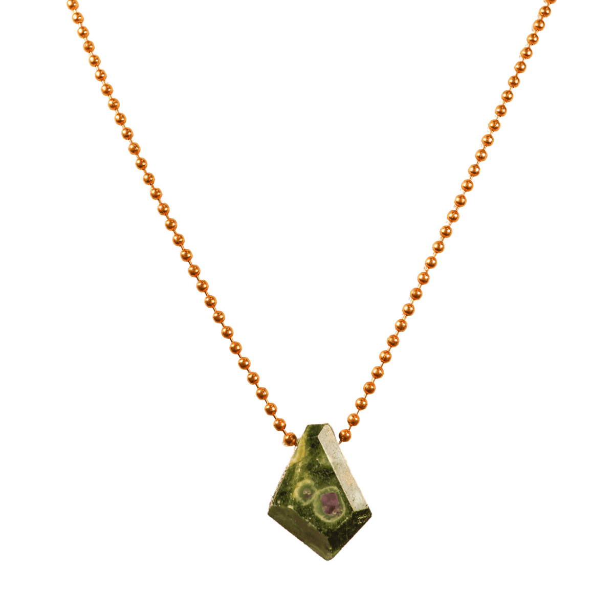 Ruby Zoisite with Copper Ball Chain Necklace
