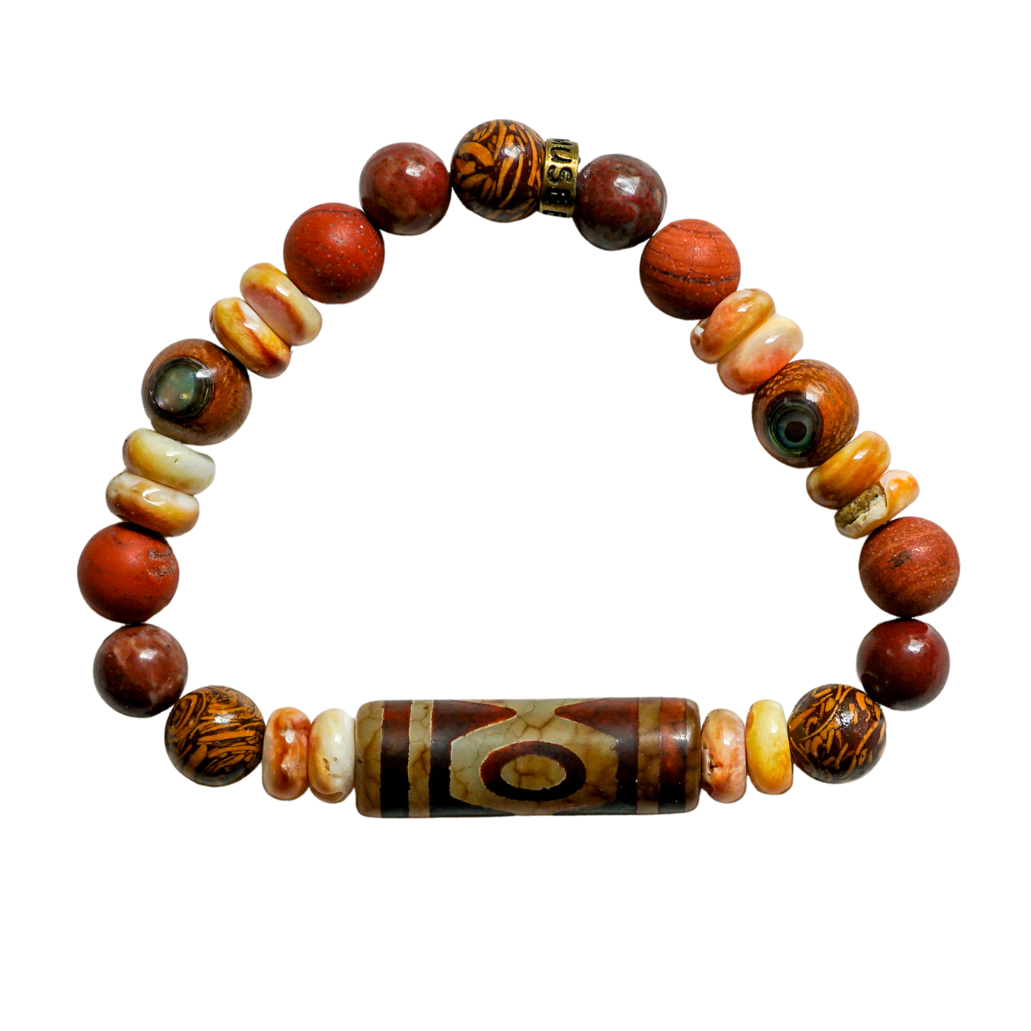 Tidal Strength Bracelet | Jasper, Dzi Agate & Shell | Energy Muse