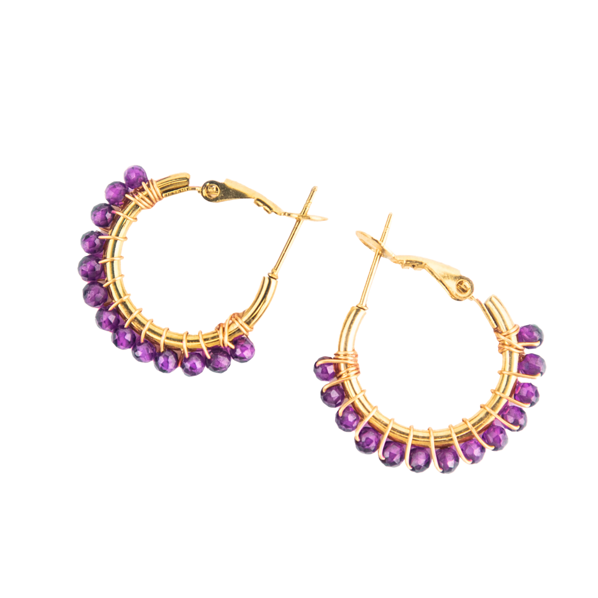 Amethyst Crystal Hoop Earrings