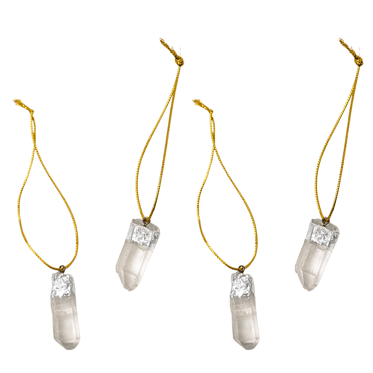 Set of 4 Clear Quartz Point Ornaments