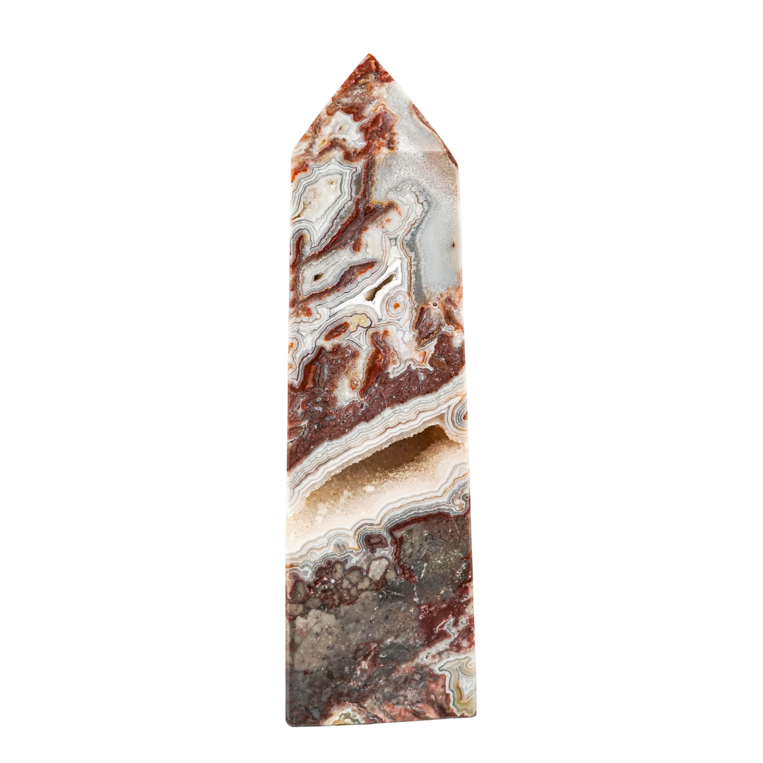 Crazy Lace Agate Point | Shop Crazy Lace Agate Crystal from Mexico