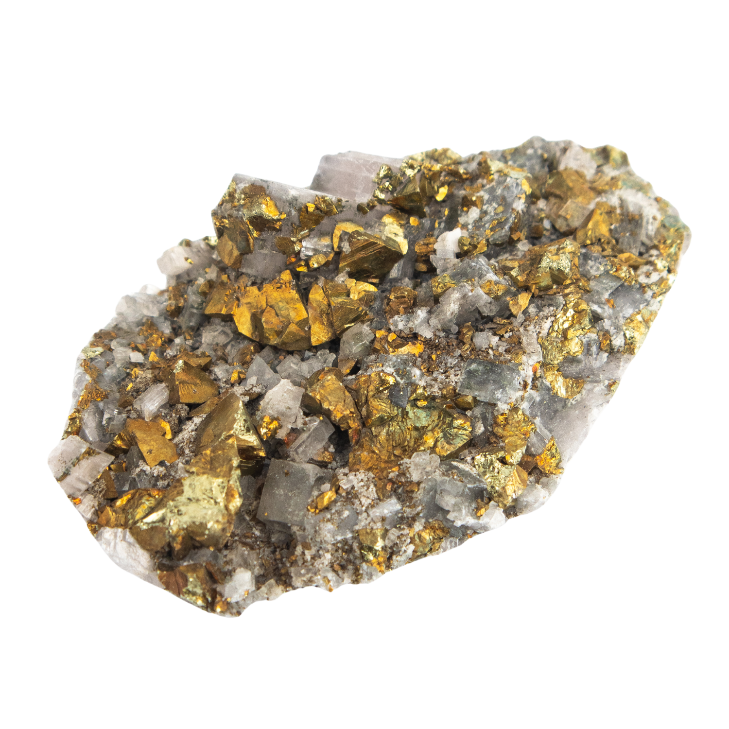 Golden Chalcopyrite with Quartz, Shop Chalcopyrite at Energy Muse