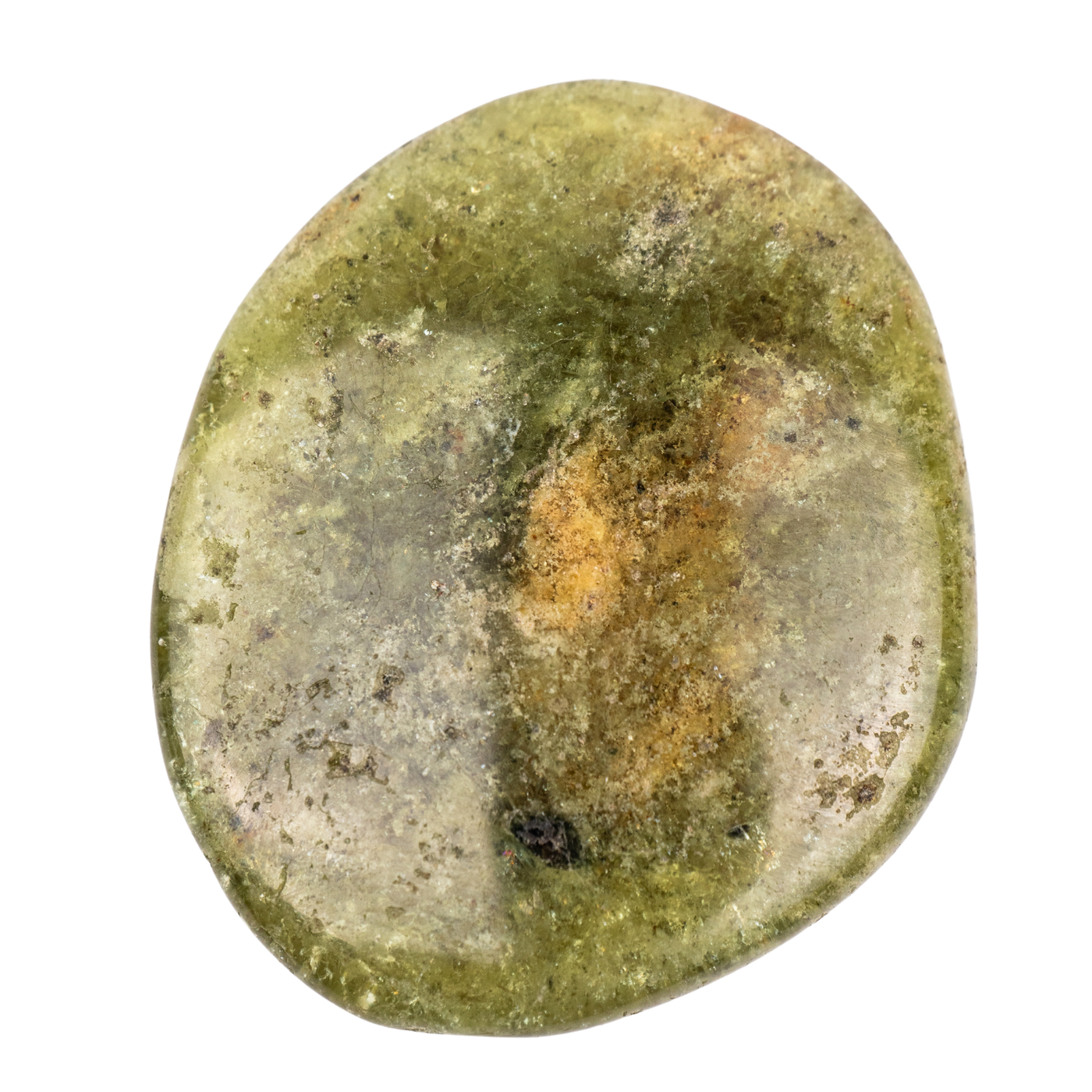 front view of genuine Green Garnet pocket stone by Energy Muse