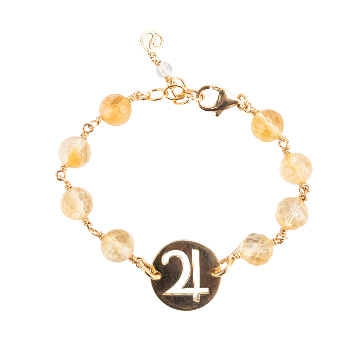 sterling silver and citrine crystal bracelet with cutout pendant and Jupiter symbol by Energy Muse