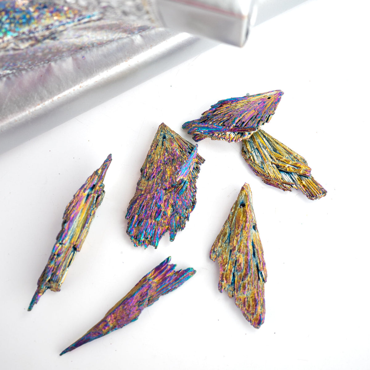 Several pieces of Titanium Kyanite crystal fan - Energy Muse