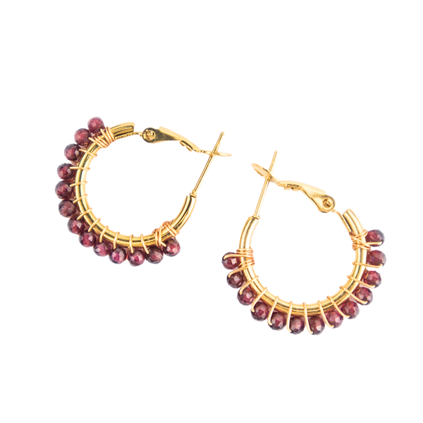 Ruby Crystal Hoop Earrings