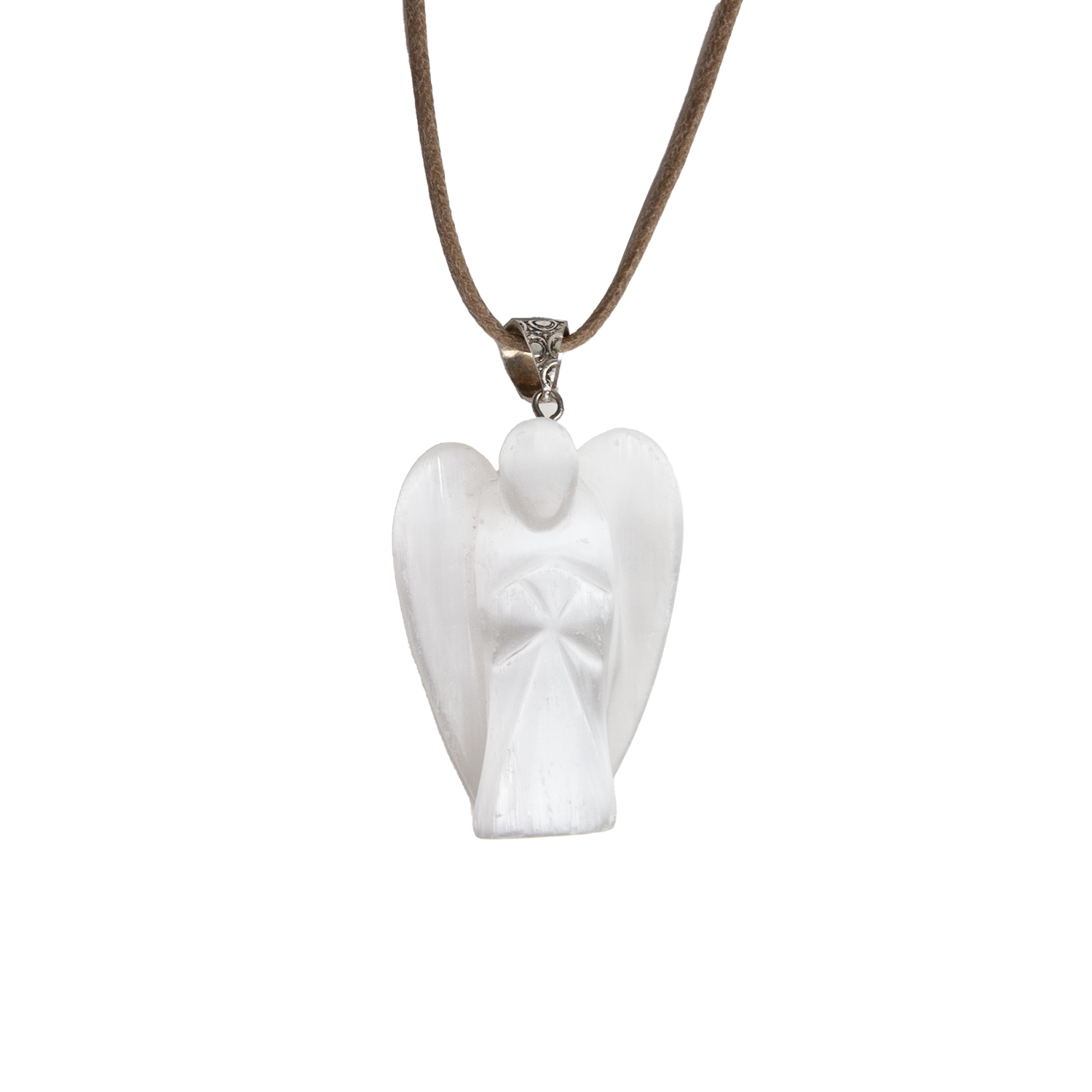 Selenite Angel Necklace Shop Selenite Jewelry at Energy Muse