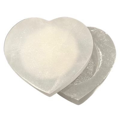product view of heart-shaped Selenite charging box by Energy Muse