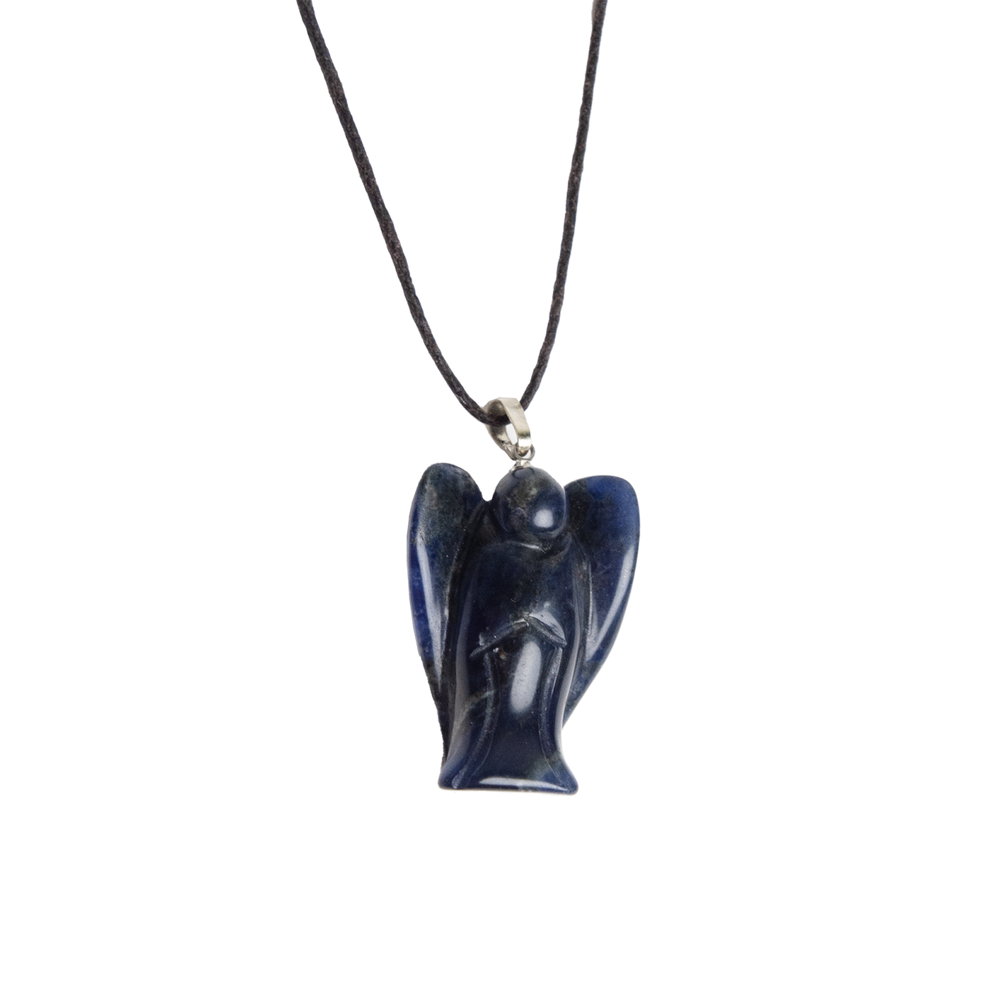 carved Sodalite angel pendant necklace by Energy Muse