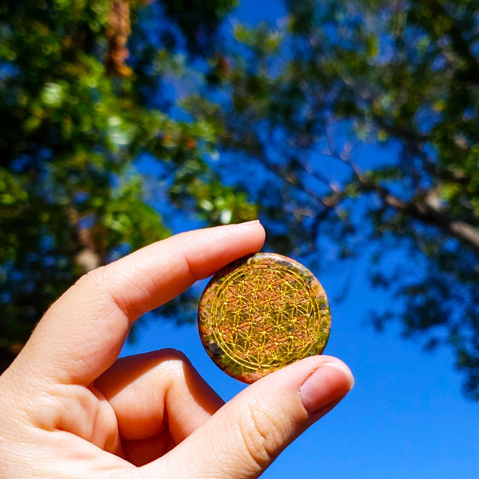Flower of Life Unakite Stone
