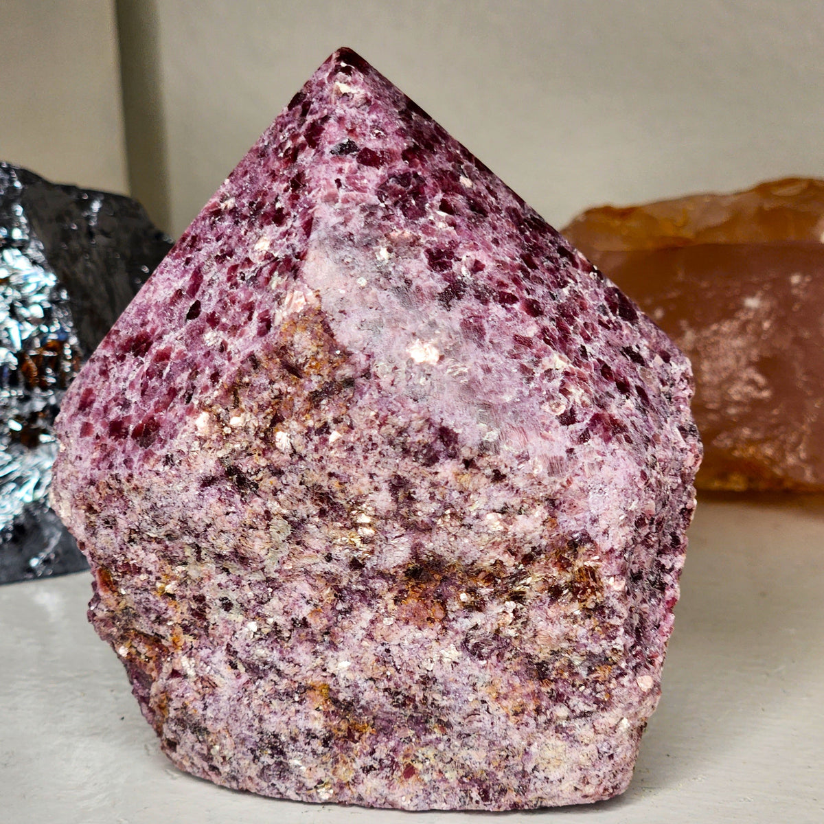 Lepidolite Half-Polished Point