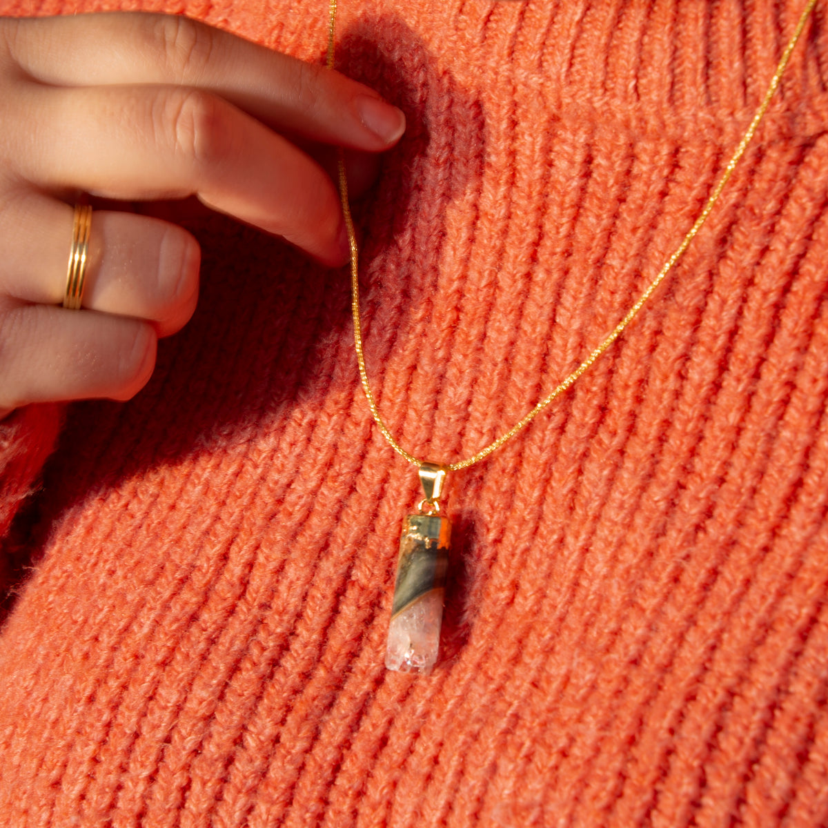 Agate Amethyst Pendant Necklace