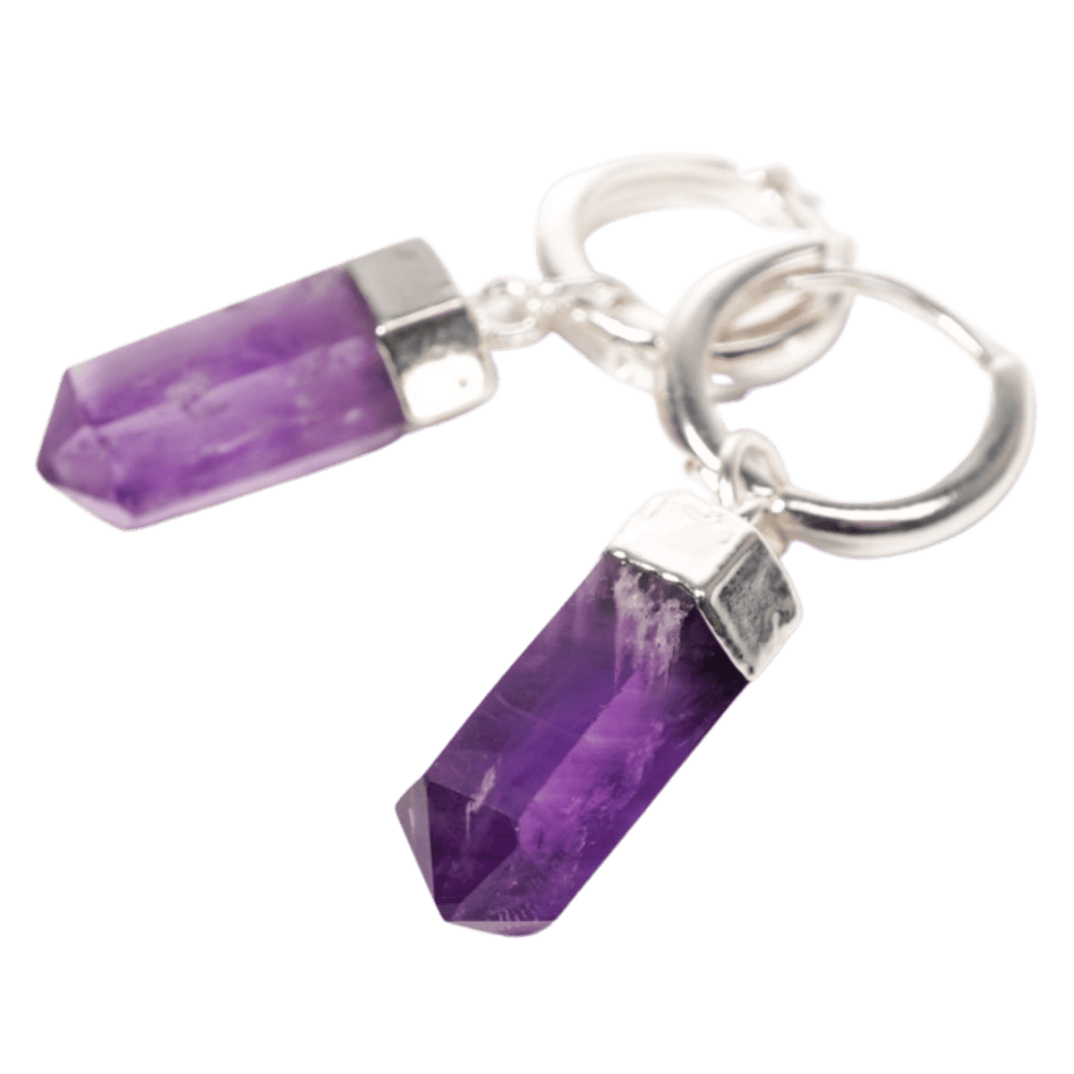Amethyst Crystal Point Silver Earrings