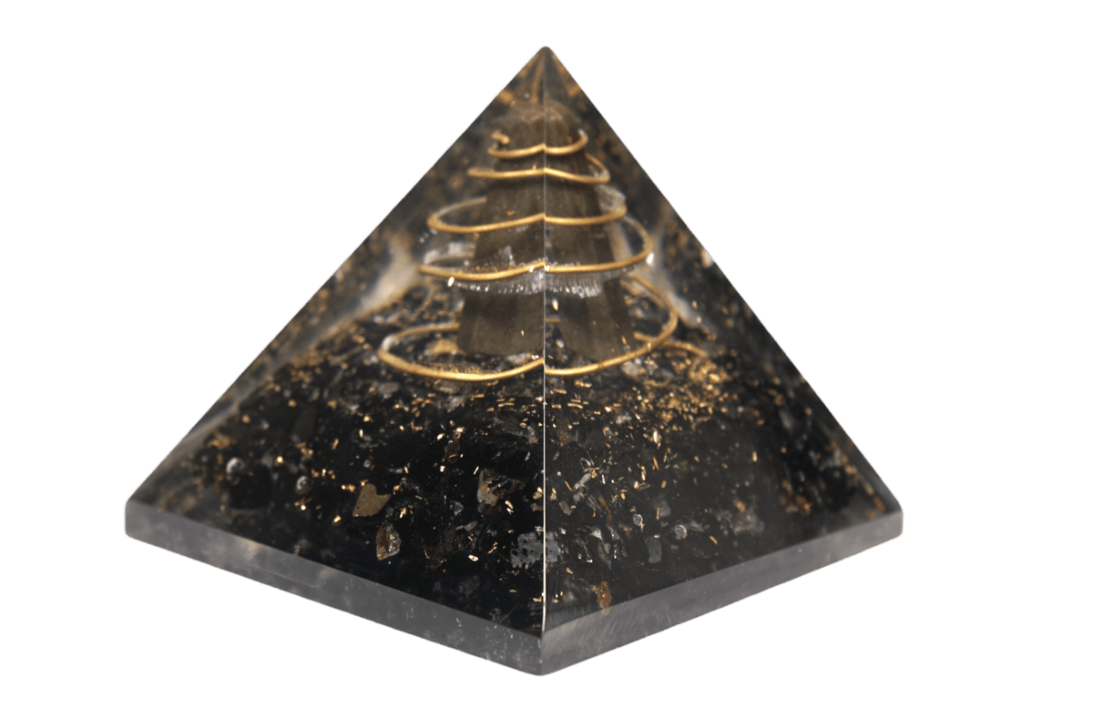 Orgone Black Tourmaline with Pyrite Point Pyramid