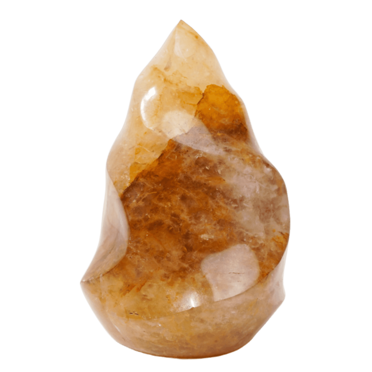 natural golden healer quartz carved flame crystal by Energy Muse