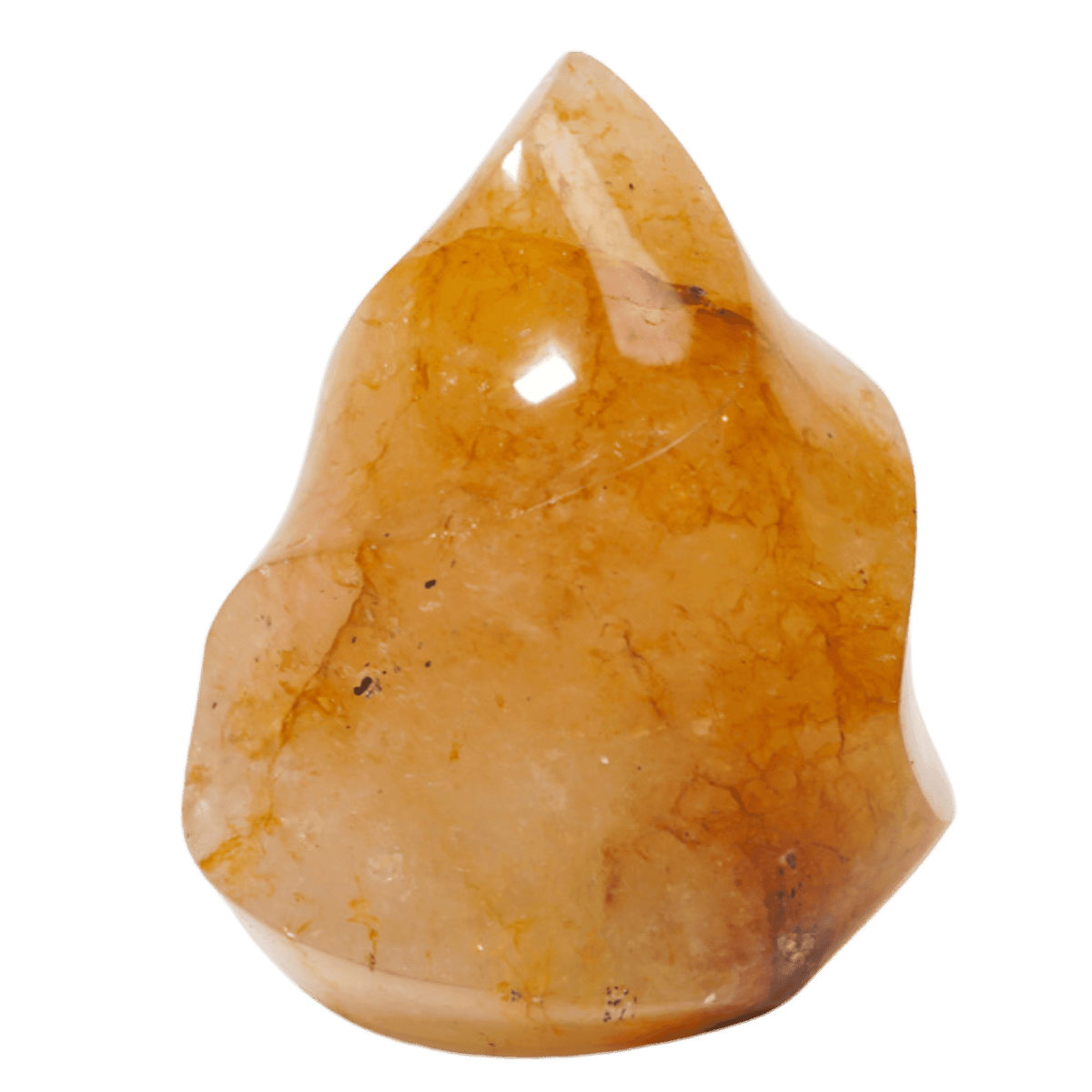 lighter variation of natural golden healer quartz carved flame crystal by Energy Muse
