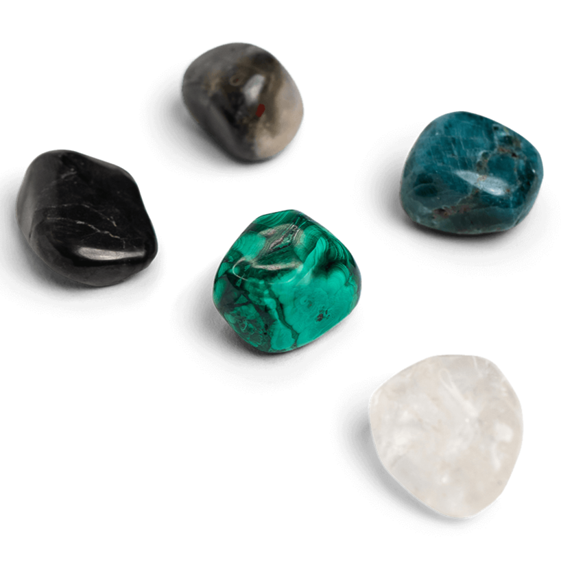 Health Stones - Energy Muse featuring genuine Shungite, Malachite, Apatite, Bloodstone and Clear Quartz
