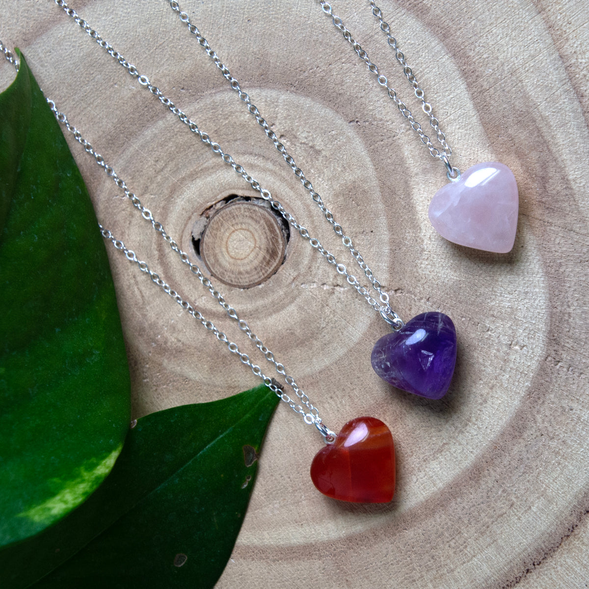Rose Quartz Heart Pendant Necklace