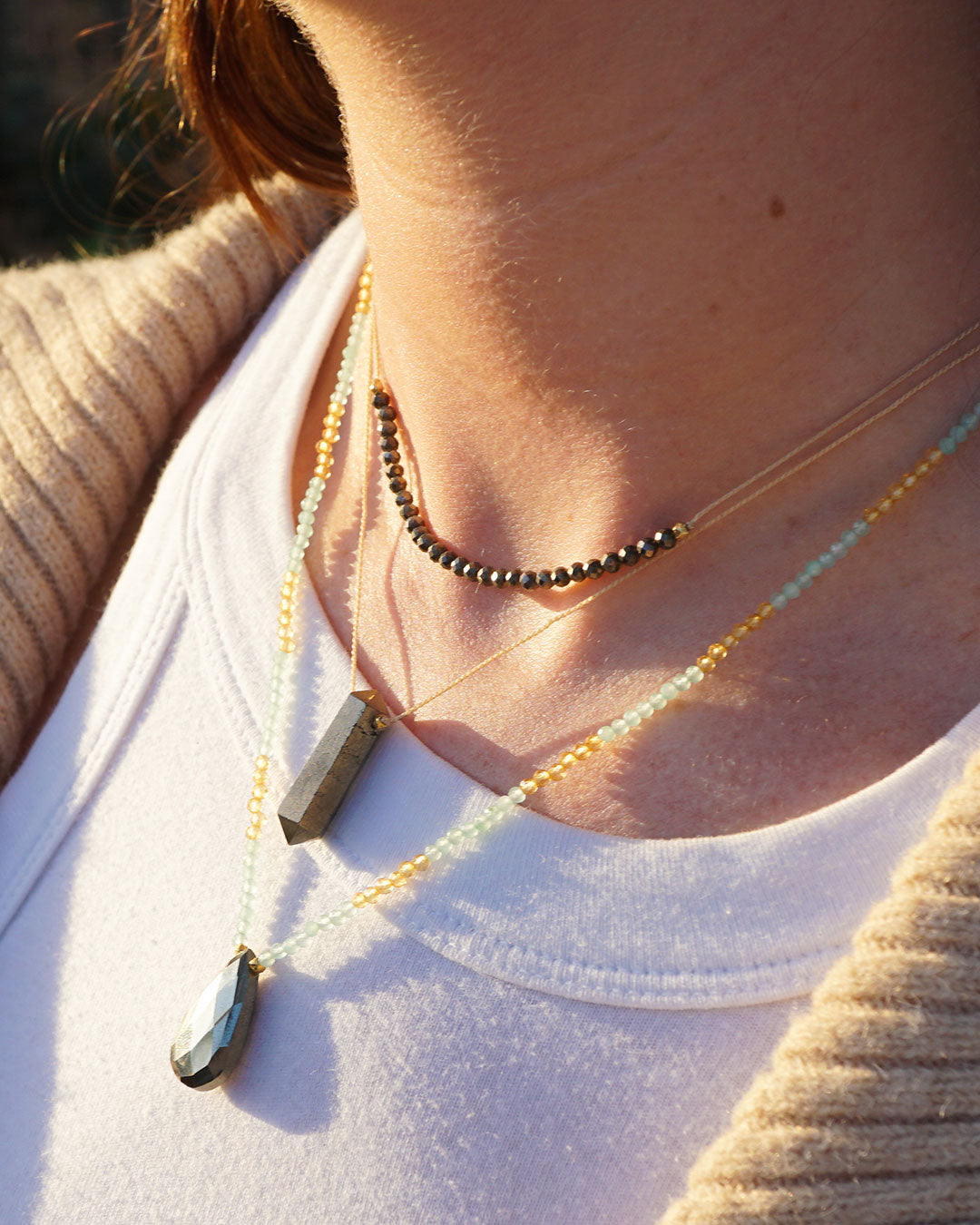 Pyrite Seed Bead Necklace