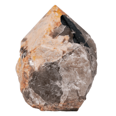 Moonstone & Tourmalinated Quartz Half-Polished Point