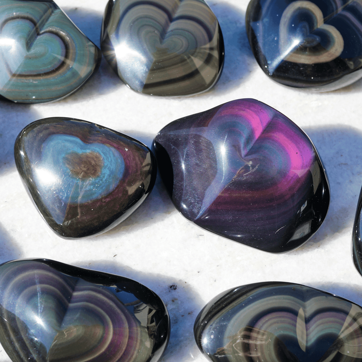 Rainbow Obsidian Heart