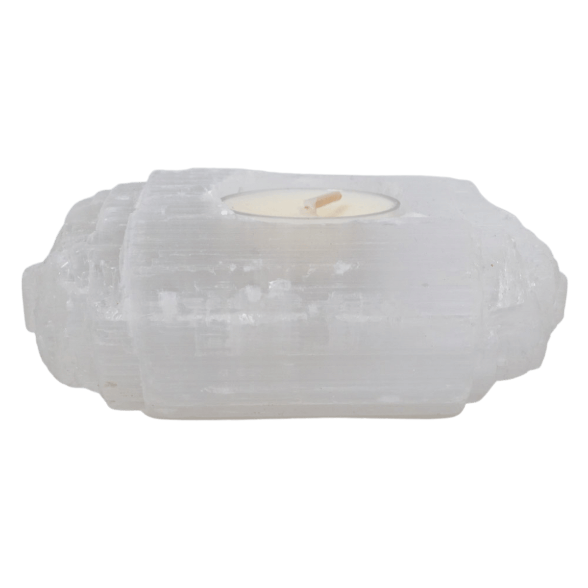 Selenite Log Candle Holder