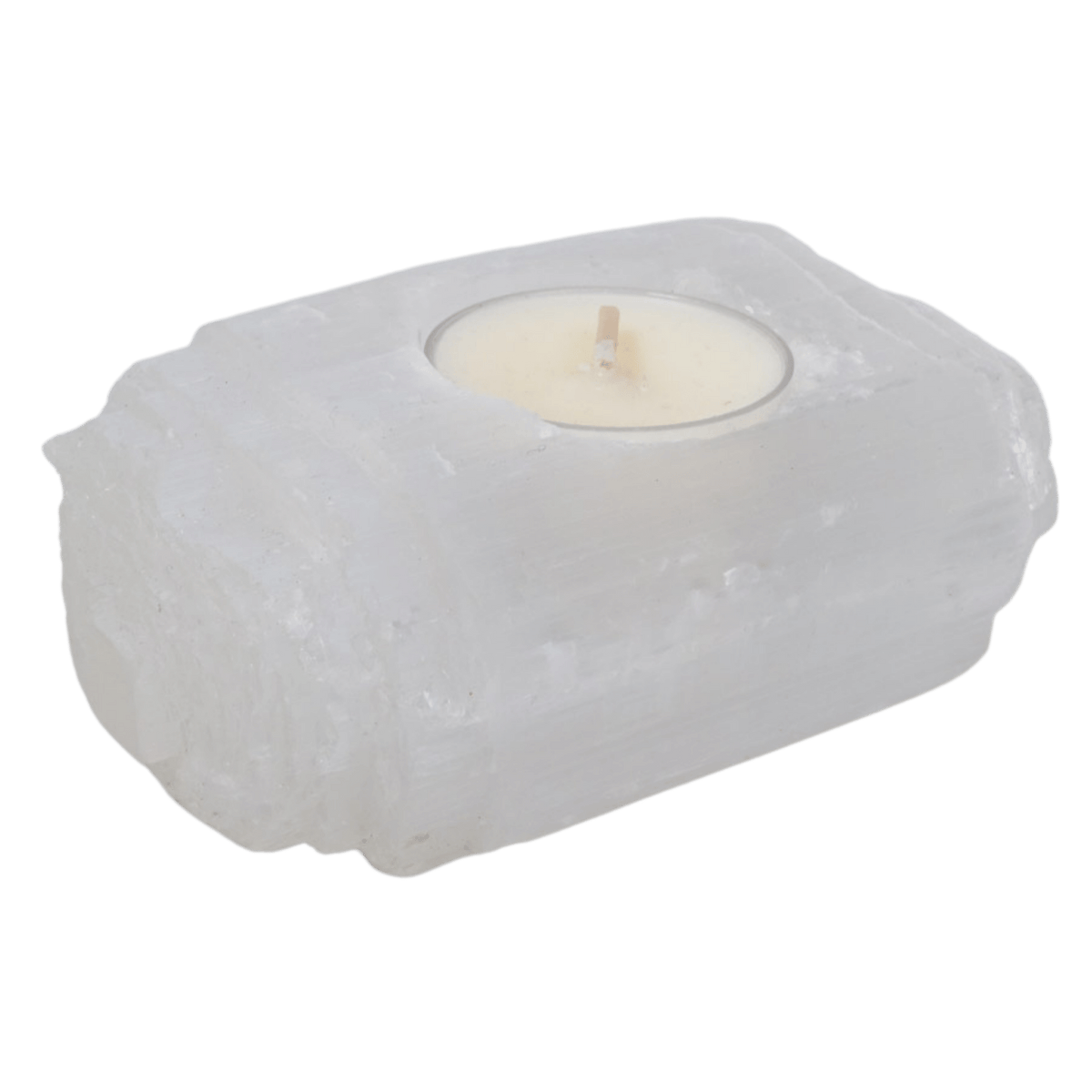Selenite Log Candle Holder