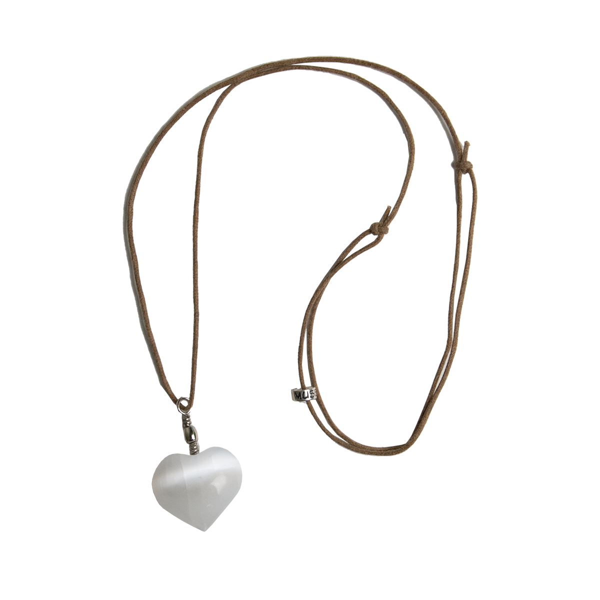 Selenite Heart Pendant Necklace