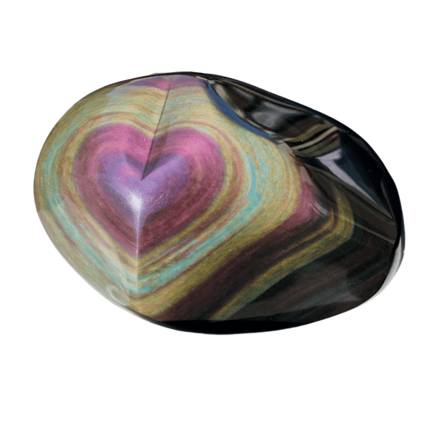 Polished Rainbow Obsidian Heart