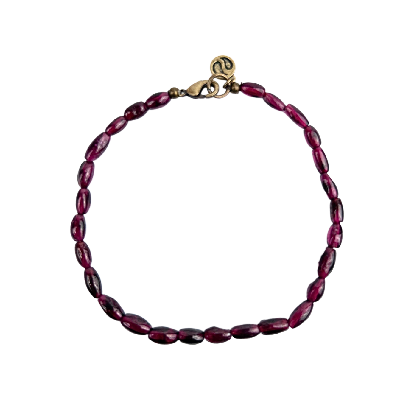 Garnet Oval Bead Bracelet