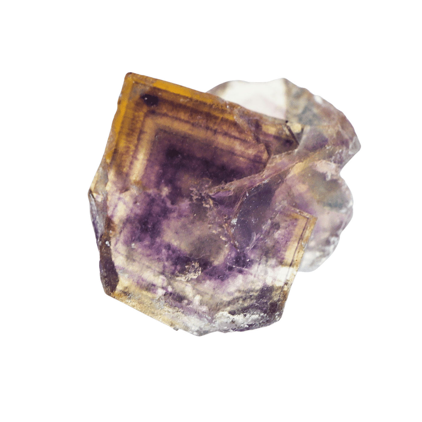 Anhui Yellow Fluorite with Thousand Layer Purple Phantoms