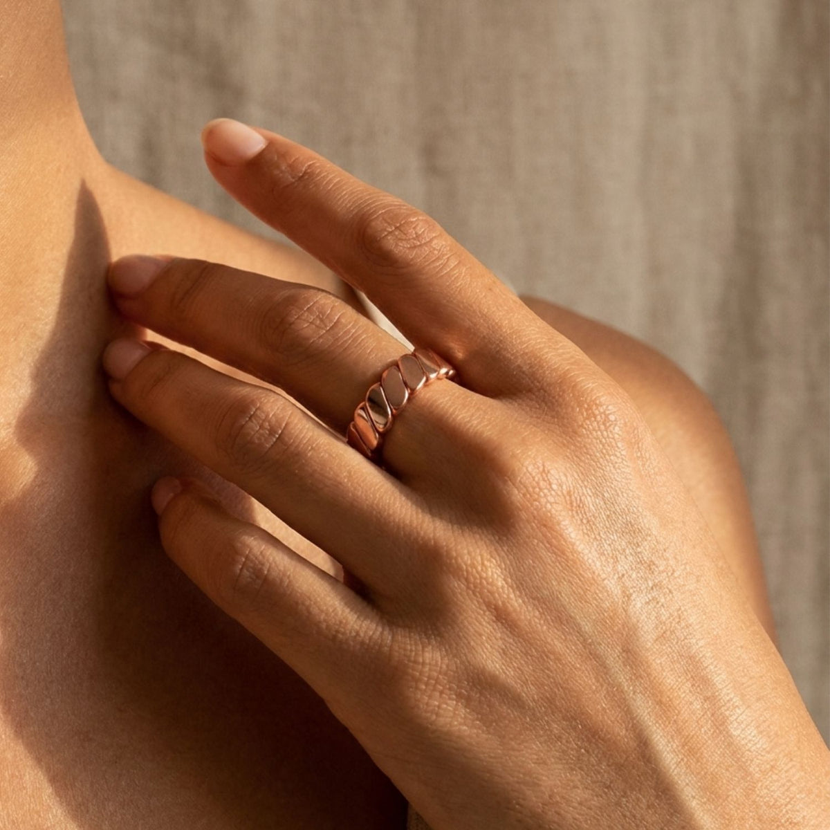 Solid Copper Braided Ring