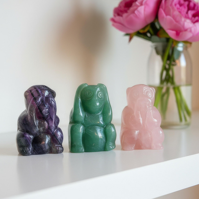 3 Wise Crystal Monkeys