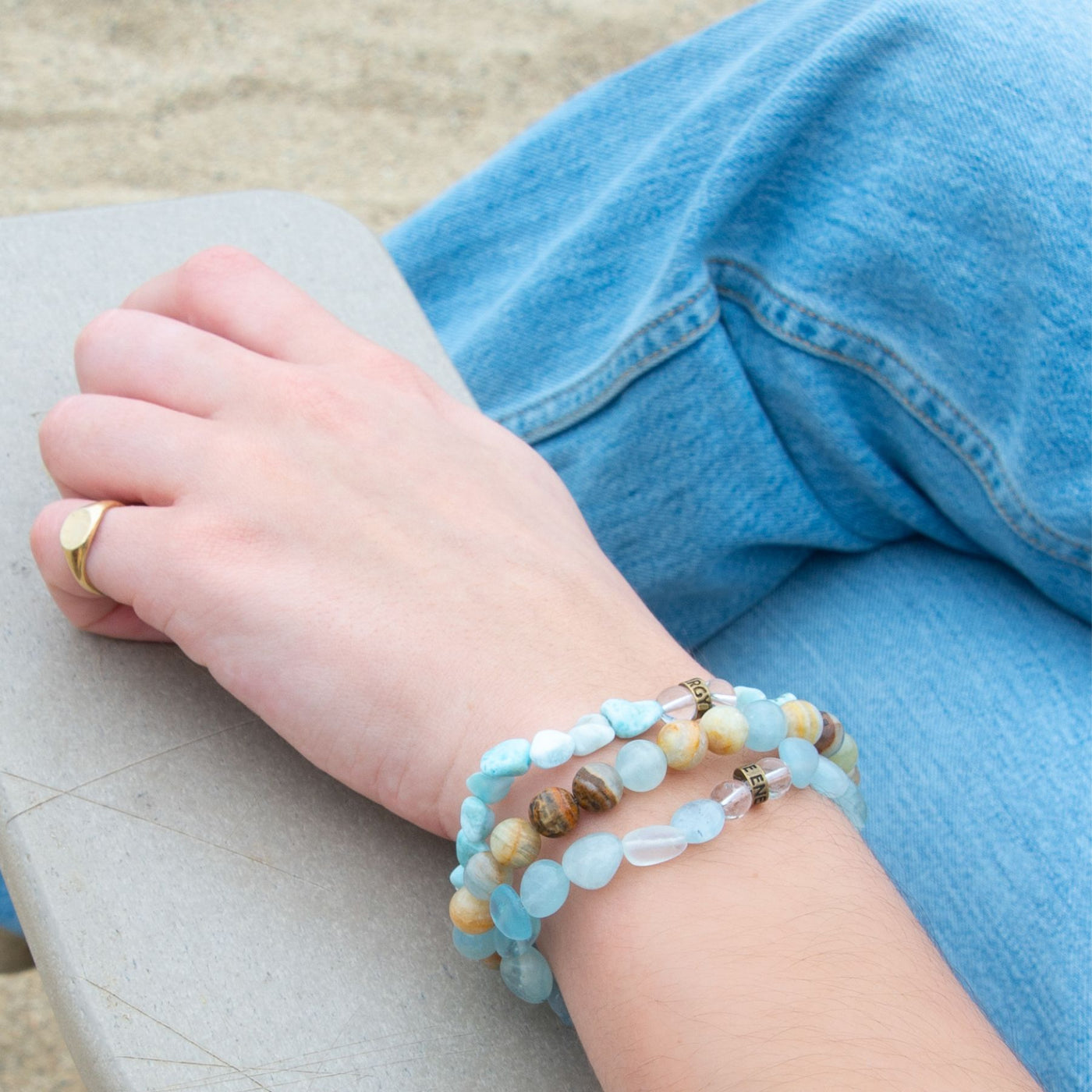 Lemurian Aquatine Calcite Bracelet